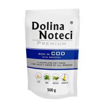 Вологий корм Dolina Noteci Dog Premium Для собак пауч з тріскою та броколі - 500 г