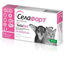 Краплі Селафорт Спот Он для котів та собак до 2.5 кг від бліх кліщів та гельмінтів (15мг 0.25мл) - 1 піпетка