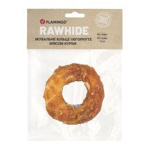 Жувальне кільце Flamingo Dog для собак обгорнуте м'ясом курки 10 см - 100 г