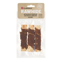 Жувальні реберця Flamingo Dog для собак обгорнуті м'ясом качки 12 см 3 шт - 90 г