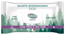 Вологі біорозкладні серветки Indorina Green Timo e Albero del з чебрецем та чайним девевомдля всіх типів шерсті собак - 30 шт