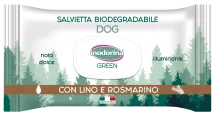 Вологі біорозкладні серветки Indorina Green Lino e Rosmarino з розмарином та льоном для всіх типів шерсті собак - 30 шт