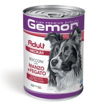 Вологий корм Gemon Dog Wet Medium Adult для собак шматочки з яловичиною та печінкою - 415 г