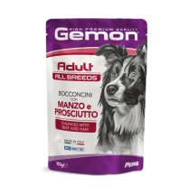 Вологий корм Gemon Dog Wet Adult для собак шматочки з яловичиною та шинкою - 100 г