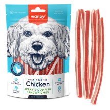 Ласощі Wanpy Dog Chicken Jerky & Codfish Sandwiches СЕНДВІЧ КУРКА З ТРІСКОЮ для собак - 100 г