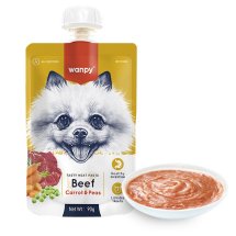 Вологий корм Wanpy Dog Beef Carrot & Pea ВАНПІ крем-пюре ЯЛОВИЧИНА З МОРКВОЮ для собак - 90 г