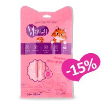 Ласощі Mavsy Creamy Treats Chicken with Salmon Кремові ласощі для котів з куркою та лососем - 5х15г