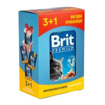 Набір паучів "3+1" для котів Brit Premium Cat pouch з лососем і фореллю - 4х100 г
