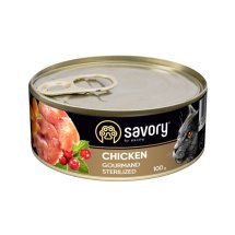 Вологий корм Savory Cat для стерилізованих котів з куркою - 100 г
