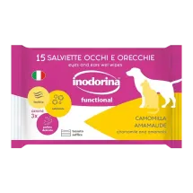 Вологі серветки Inodorina Functional Camomilla для гігієнічного догляду за вухами та очима з ромашкою для собак і котів - 15 шт