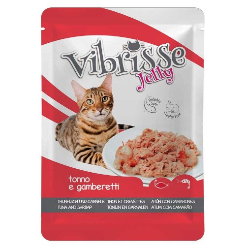 Вологий корм Vibrisse Cat JELLY Для котів тунець/креветки в желе - 70 г