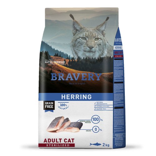 Сухий корм Bravery Cat Herring Adult Sterilized для котів стерилізованих з оселедцем - 2 кг