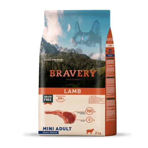 Сухий корм Bravery Dog Lamb Mini Adult для собак дрібних порід з ягням - 2 кг
