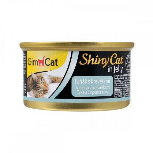 Вологий корм GimCat Shiny Cat для котів з тунцем та креветками в желе - 70 г