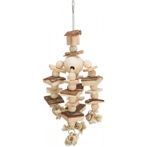 Іграшка Trixie для папуг підвісна з пробкою і мотузкою дерево 35 см - 1 шт