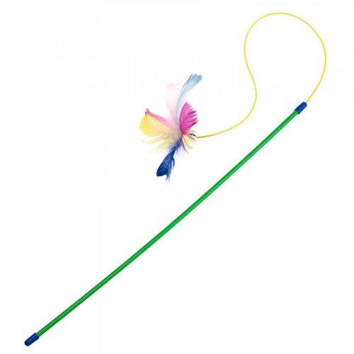 Іграшка Природа Паличка для кота з пір'ям на резинці 50 см - 1 шт