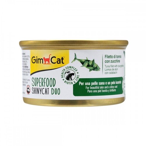 Вологий корм GimCat Shiny Cat Superfood для котів з тунцем та цукіні - 70 г