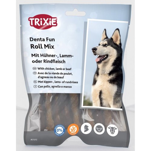 Ласощі Trixie Denta Fun Chewing Rolls Mix для собак Паличка для чищення зубів асорті 10 см - 250 г