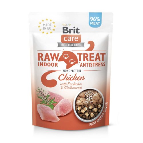 Ласощі Brit Raw Treat Freeze-dried Indoor and Antistress для домашніх котів для заспокоєння курка - 40 г