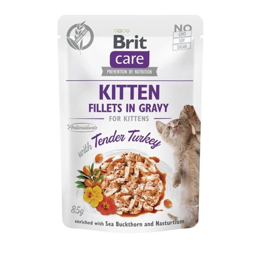 Вологий корм Brit Care Fillets in Gravy Tender Turkey Kitten для кошенят філе в соусі з індичкою - 85 г