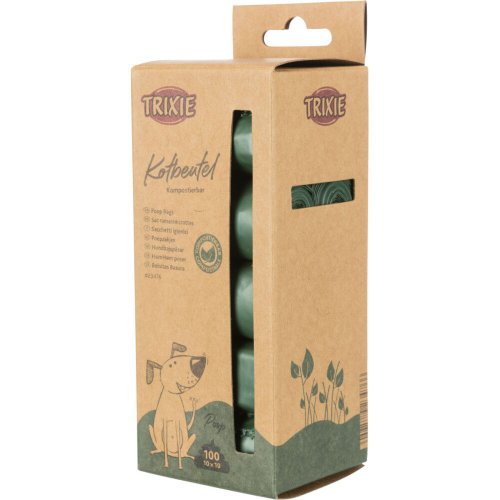 Пакетики для фекалій Trixie для собак біорозкладні 10 шт по 10 пакетів - Зелений