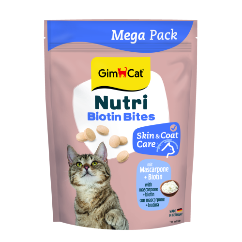 Вітаміни GimCat NUTRI BIOTIN BITES для котів для покращення стану шкіри та шерсті з маскарпоне та біотином - 425 г