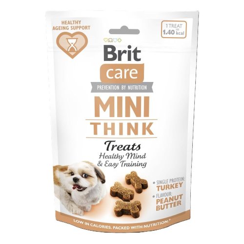 Ласощі Brit Care Mini Treats Think для собак малих порід для розумових здібностей індичка смак арахісове масло - 50 г