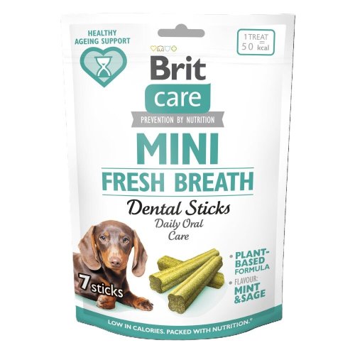 Ласощі Brit Care Mini Treats Fresh Breath для собак малих порід для зубів і свіжості подиху 7 шт - 120 г