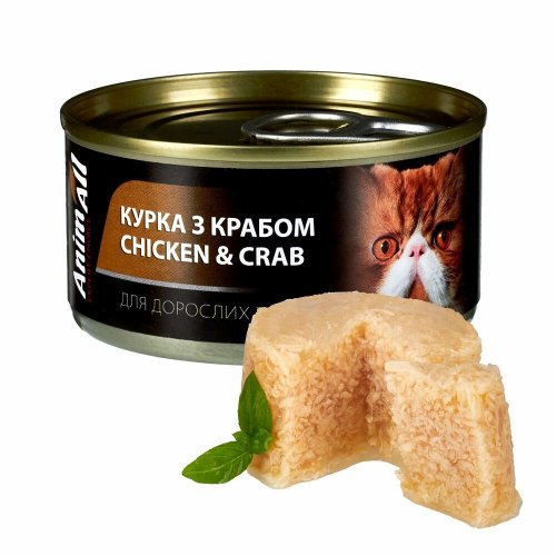 Вологий корм Animall Cat курка з крабом для котів - 85 г