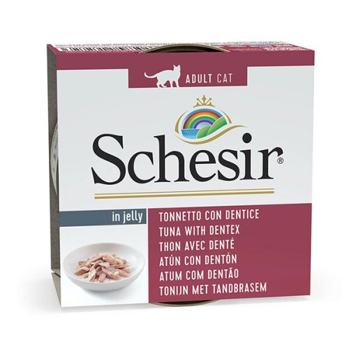 Вологий корм Schesir Cat Tuna with Dentex ТУНЕЦЬ З ЗУБАНОМ в желе для котів - 85 г