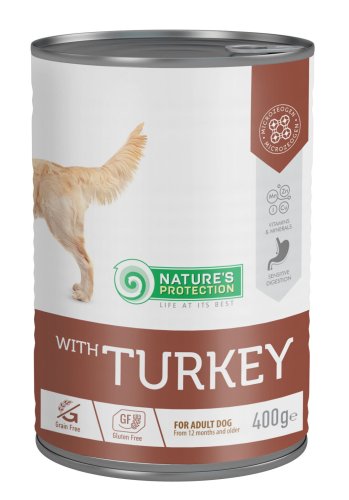 Вологий корм Nature's Protection Dog SENSITIVE TURKEY ADULT для собак з чутливим травленням з індичкою - 400 г