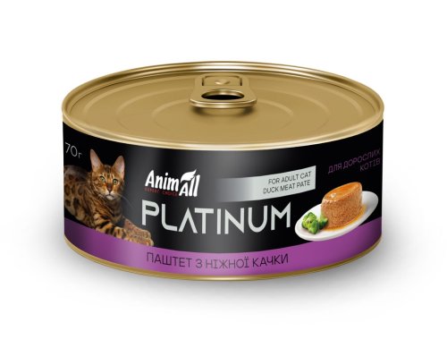 Вологий корм Animall Cat Platinum для котів паштет з качки - 70 г