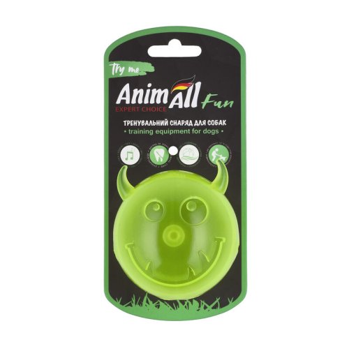 Іграшка для собак AnimAll Fun м'яч чортик з пищалкою 75 мм - Жовтий