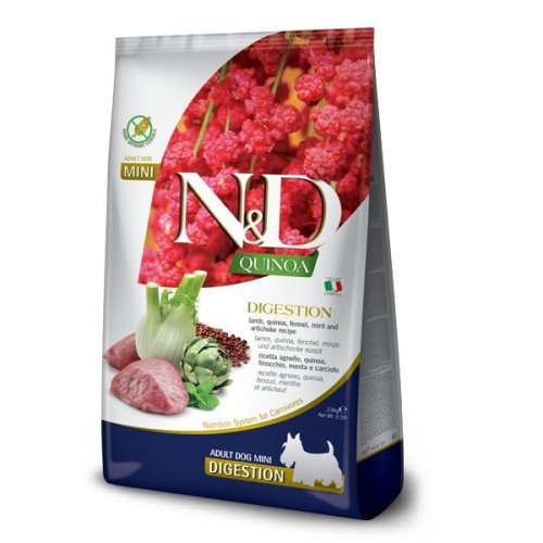 Сухий корм Farmina Dog N&D Quinoa DIGESTION, Lamb & Fennel MINI для собак дрібних порід порушення травлення з ягням - 2.5 кг