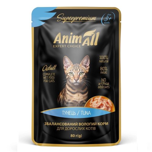 Вологий корм Animall Cat Пауч для котів Тунець - 80 г