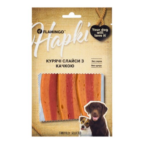 Ласощі Flamingo Dog Курячі слайси з качкою для собак - 75 г