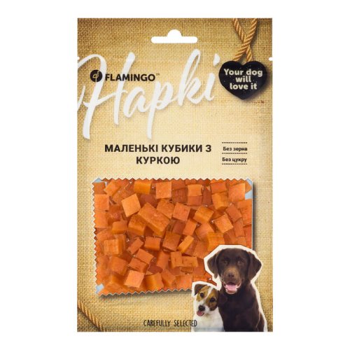 Ласощі Flamingo Dog Маленькі кубики з куркою для собак - 75 г