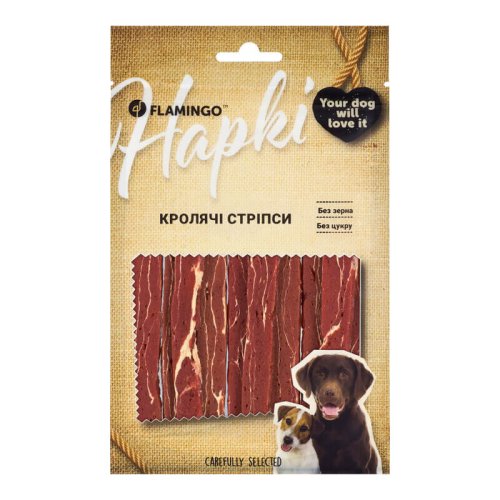 Ласощі Flamingo Dog Кролячі стріпси для собак - 75 г