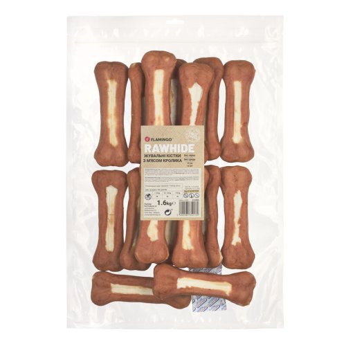 Жувальні кістки Flamingo Dog для собак з м'ясом кролика 15 см 16 шт - 1.6 кг