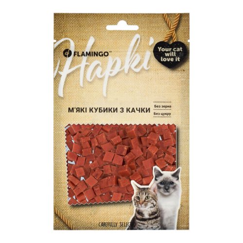 Ласощі Flamingo Cat М'які кубики з качки для котів - 50 г