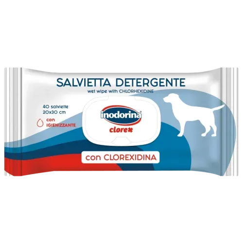 Вологі серветки Inodorina Clorex очищаючі з хлоргексидином для собак - 40 шт