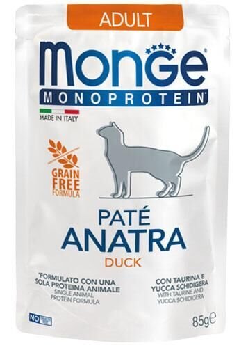 Вологий корм Monge Cat MONOPROTEIN Adult для котів 100% качка - 85 г