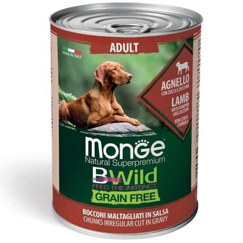 Вологий корм Monge Dog Wet Bwild Adult для собак ягня гарбуз та цукіні - 400 г