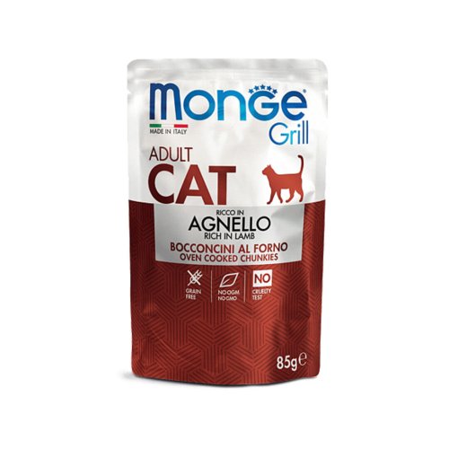Вологий корм Monge Cat GRILL Adult для котів ягня - 85 г