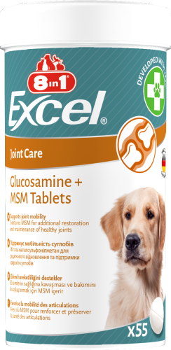 Вітаміни 8in1 Excel Glucosamine + MSM для цуценят та дорослих собак для суглобів - 55 таб