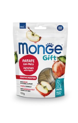 Ласощі Gift Monge Gift Dog Fruit Chips Sensitive digestion картопля з яблуком (веган) - 150 г