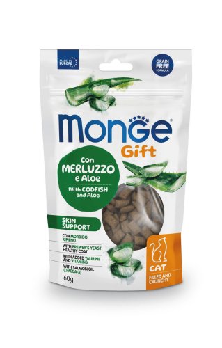 Ласощі Gift Monge Gift Cat Skin support з тріскою і алое - 60 г