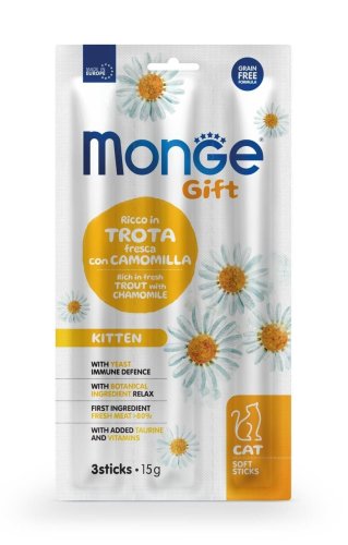 Ласощі Gift Monge Gift Cat Kitten форель з ромашкою - 15 г