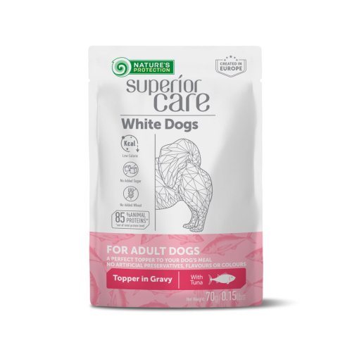 Вологий корм Nature's Protection Dog SC White Dogs Adult All Breeds With Tuna для собак пауч біла шерсть - 70 г