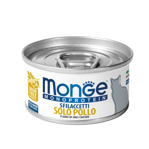 Вологий корм Monge Cat MONOPROTEIN для котів м'ясні пластівці курка - 80 г